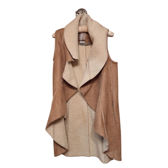 Anthropologie Dolan Carmelle Long Faux Sherpa Suede Vest Boho PXS Hippie Western - Picture 2 of 7